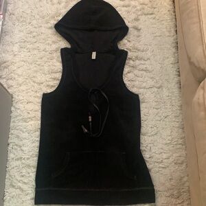 Y2K Black Hooded Terry Cloth Dress